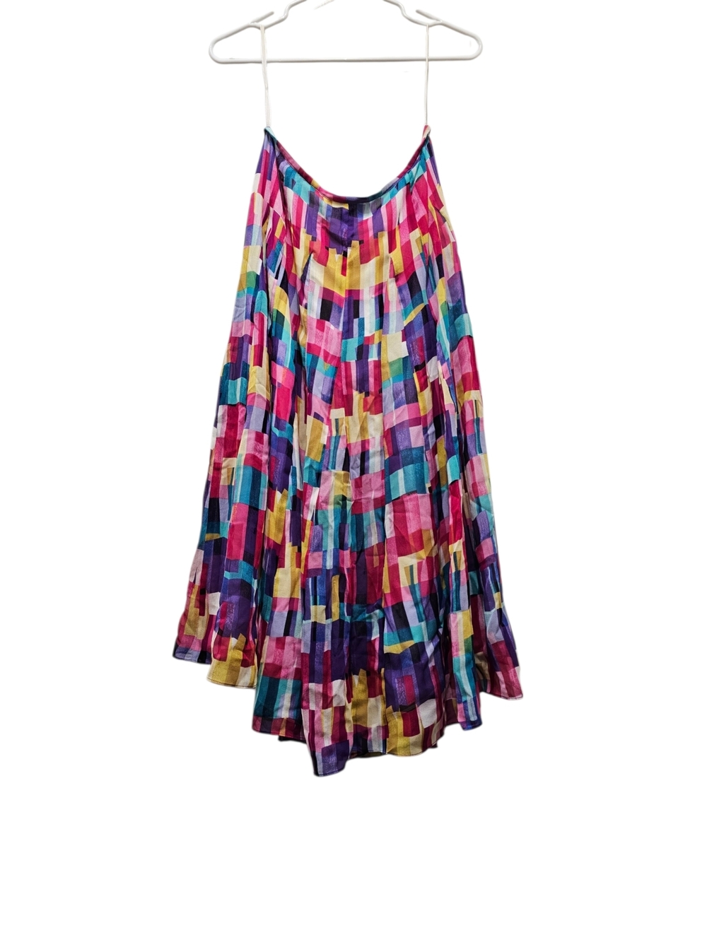 Jones New York Multicolor Geometric Silk Skirt - Pink, Blue & Yellow